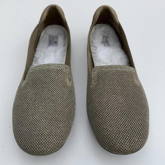Clarks Shoes - Clarks Cloudstepper Gold Flats Loafers Slippers Fur Lined Sz 10
